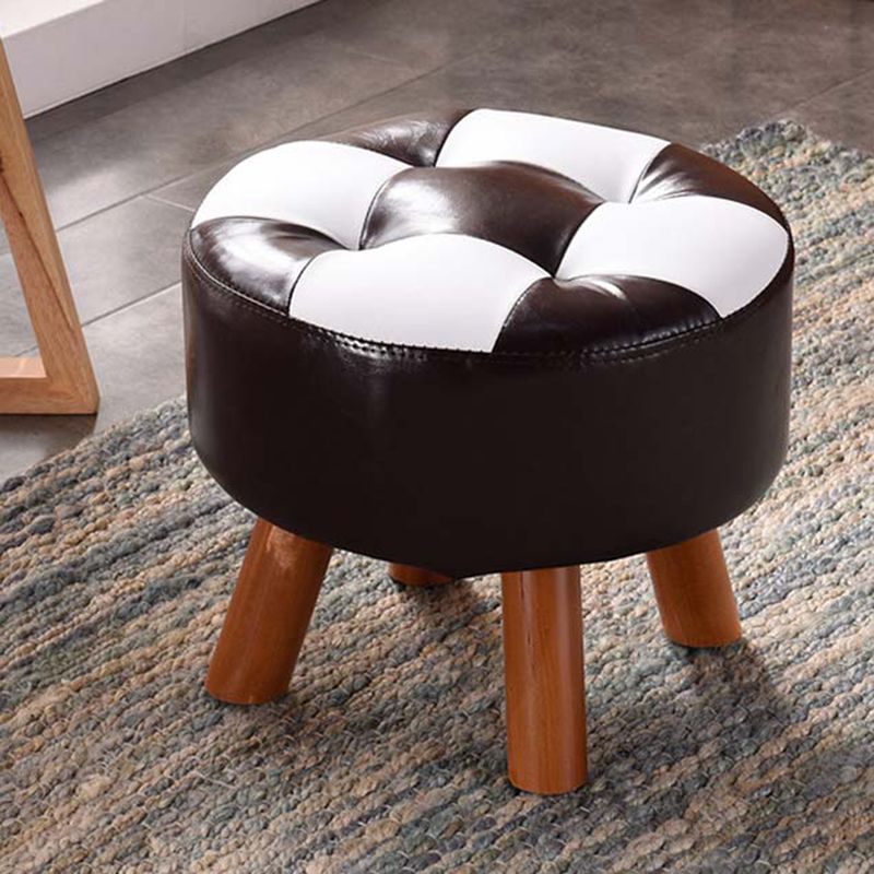 Modern Tufted Ottoman Water Resistant Genuine Leather Square Footstools Ottoman