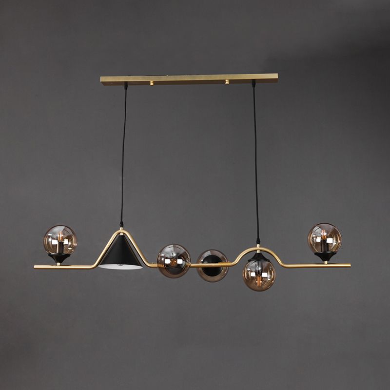 Contemporary Kitchen Island Fixture 4 / 5 / 6 - Light Metal & Glass Ceiling Pendant