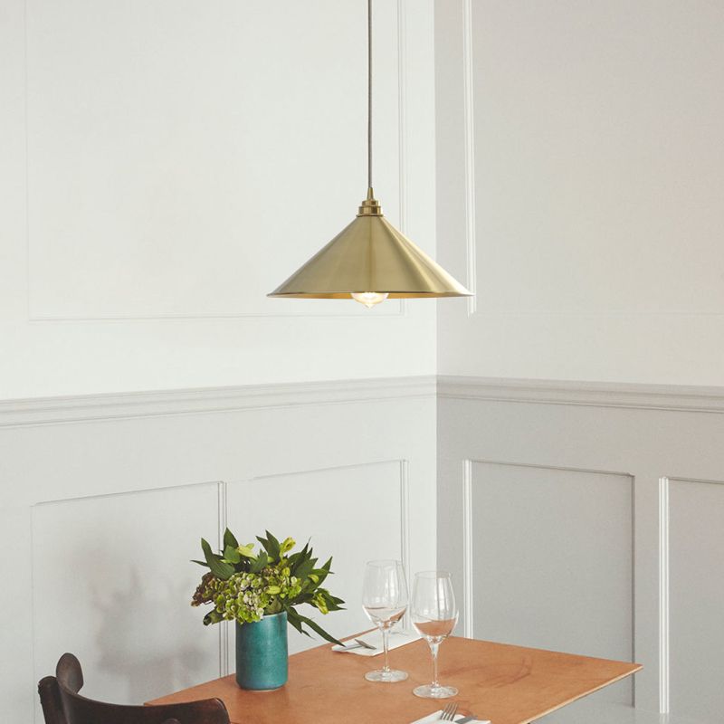 Kegelvormige hangende hanglamp moderne koperen eetkamer hangende lampkit in goud