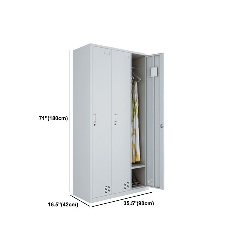 Modern Style Wardrobe Gray Colour Metal Wardrobe Closet with Locks