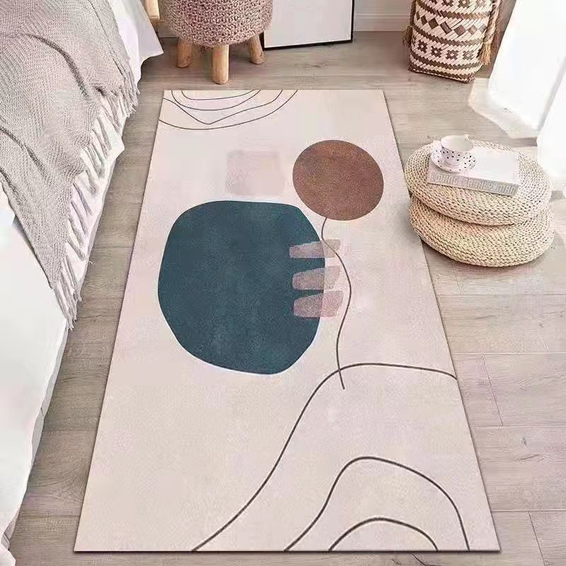 Tapis bloc de couleur rose en Polyester, style nordique, résistant aux taches, pour la décoration de la maison