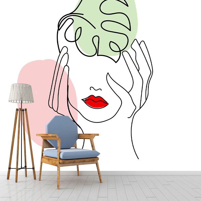 Illustration Figure Pattern Mildew Horizontalt Wall Mural for Living Room