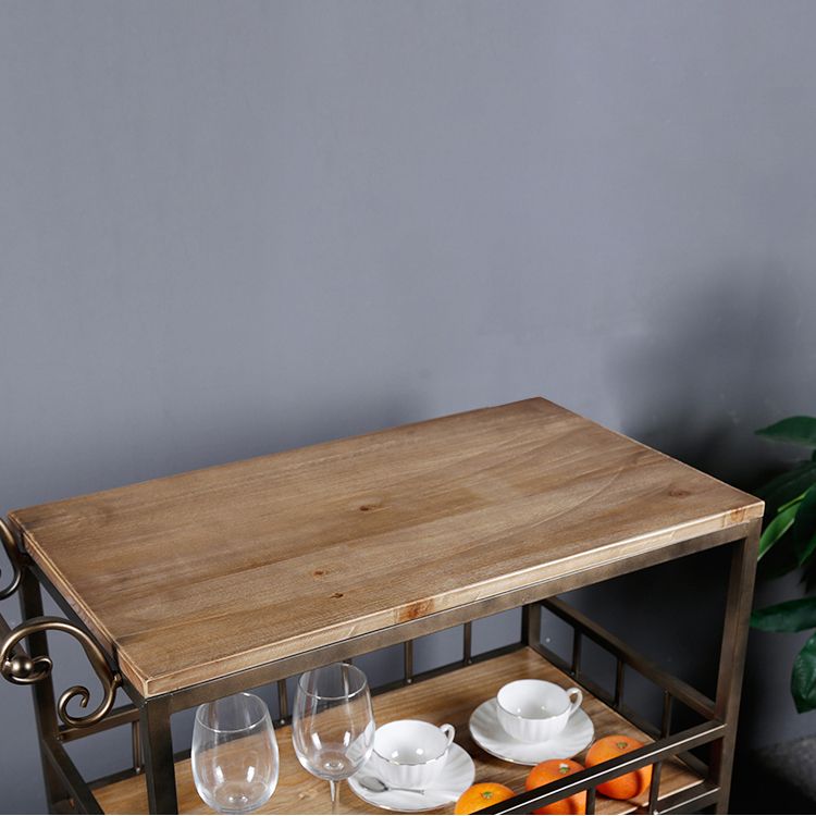 Rolling Industrial Kitchen Trolley Wooden Kitchen Trolley for Dining Room