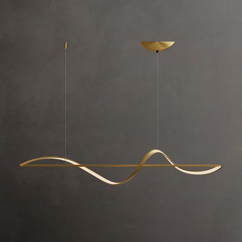 Minimalism Twist LED Hanging Pendant Lights in Gold for Dining Room