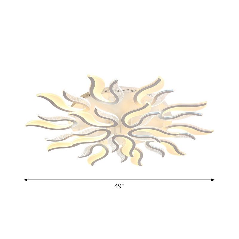 Kreative moderne Deckenleuchte mit Flammenblume, Acryl-Schlafzimmer-LED-Halbbündig-Montagelampe in warmem/weißem Licht, 31,5"/39"/49" breit