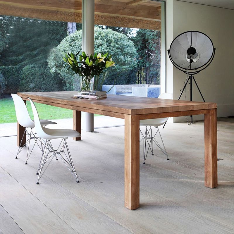 Solid Wood Contemporary Rectangular Dining Table Pine Wood Top Indoor Table with 4 Legs