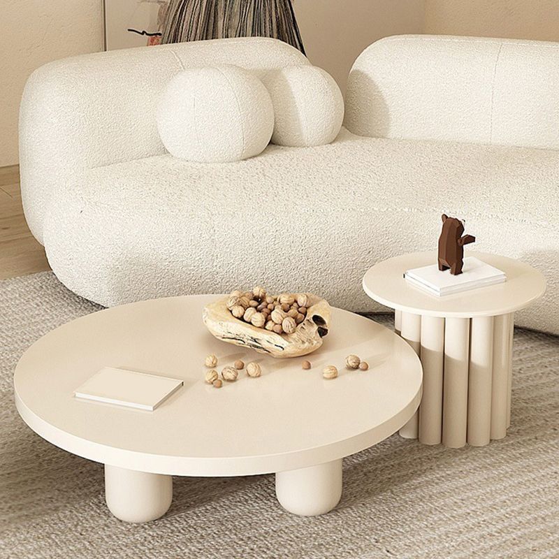 4 Legs Coffee Table Wooden Coffee Cocktail Table with Round Top for Living Room