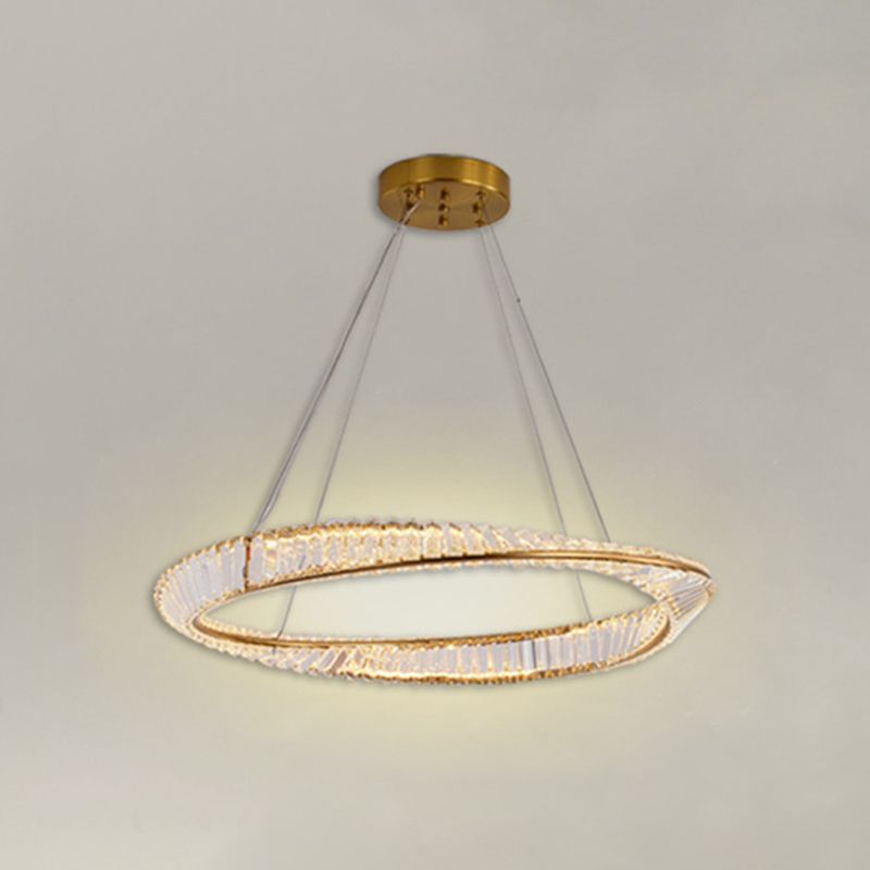 Kristall runde Form hängende Deckenleuchte moderne 1 leichte Anhängerbeleuchtung in Gold