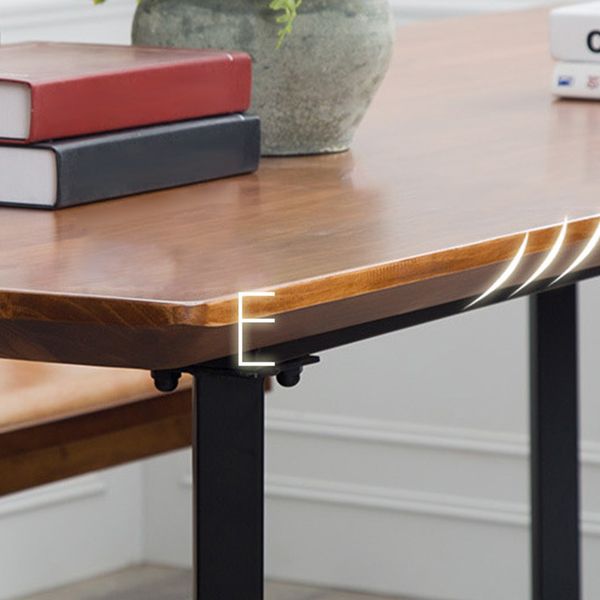 Pine Wood Top Dining Table Rectangle Industrial Table with Trestle Base