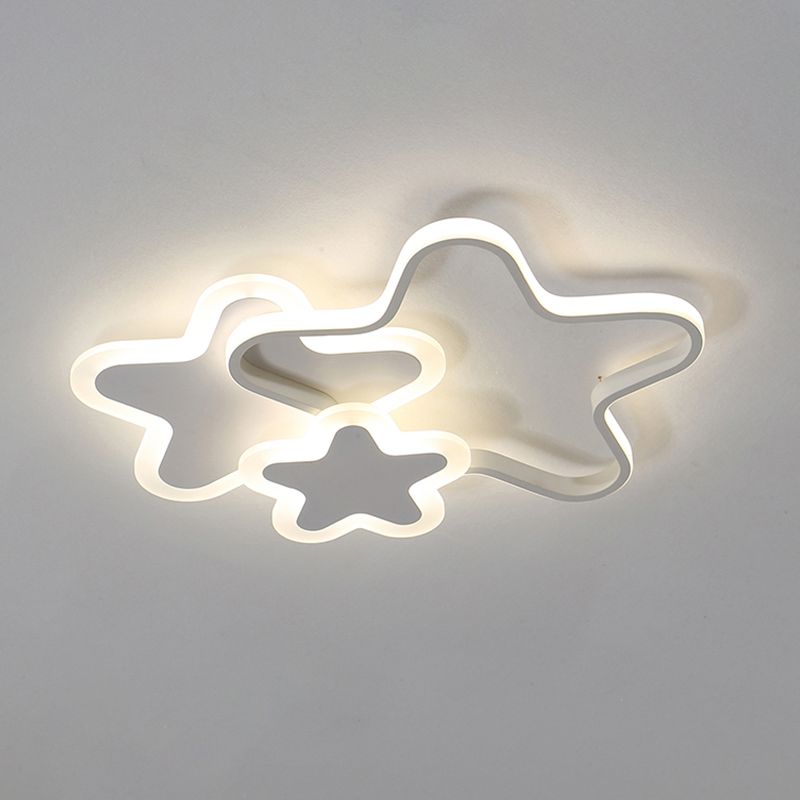 Star LED Flush Mount Lighting Fixture Cartoon Metal Childrens Room Ceiling Mounted Light