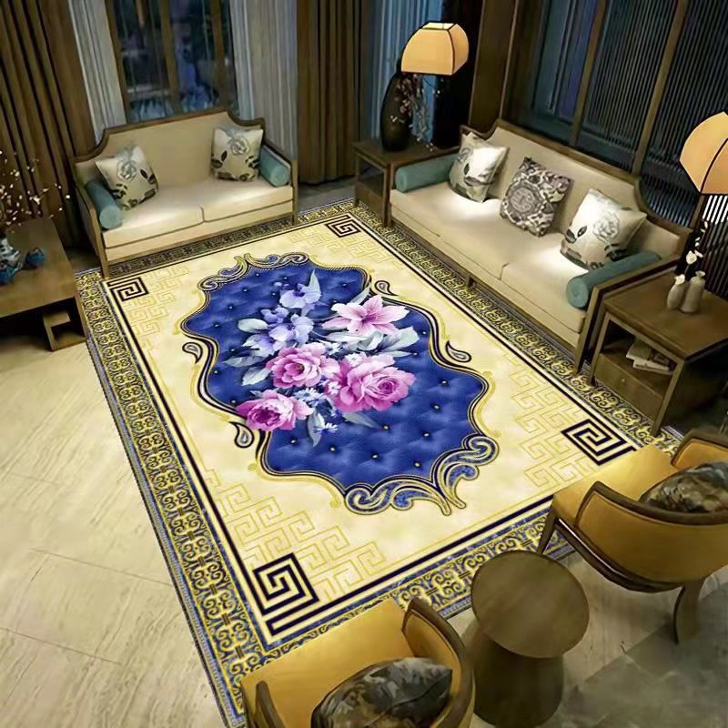 Reclaimed Flower Print Rug Polyester Area Carpet Stain Resistant Indoor Rug for Home Decoration