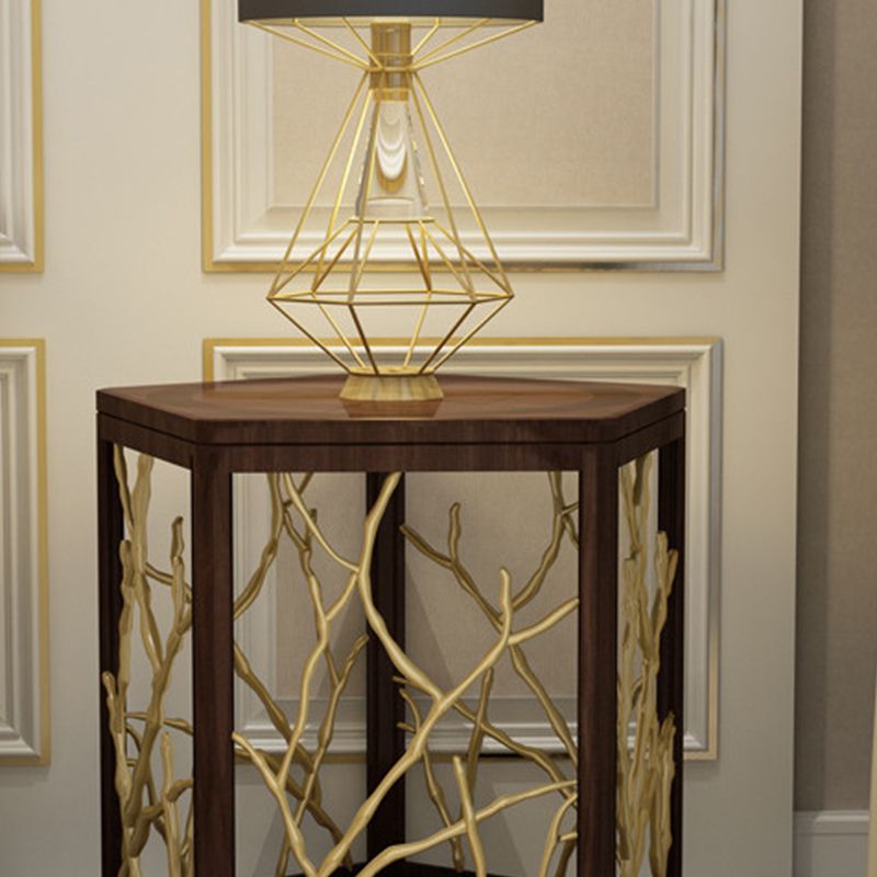 15" Wide Glam Corner Table Solid Wood Gold Accent Side Table