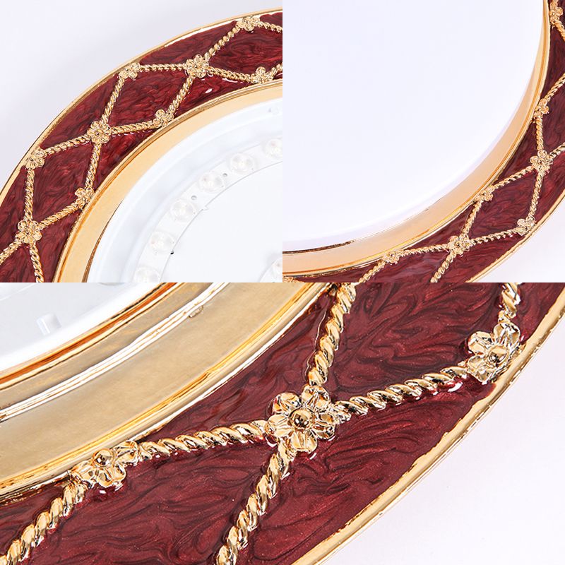 LED-Harz Flush Leuchte Traditionelle Schwarz/Rot/Aprikosenschale Wohnzimmer Flush Mount Beleuchtung