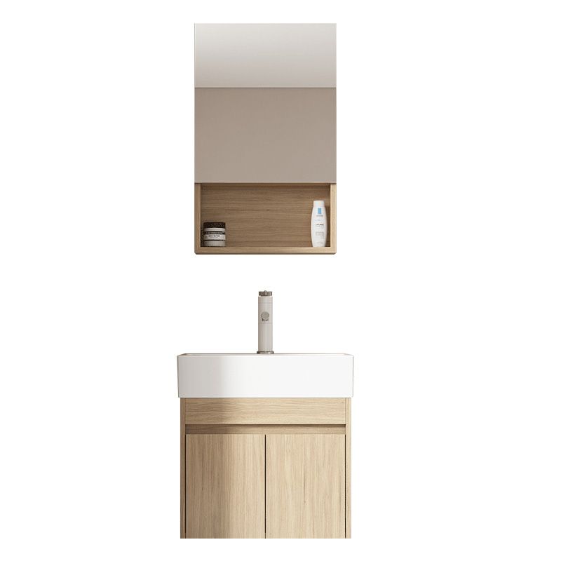 Basic Wooden Sink Vanity Wall-Mounted Vanity Cabinet with Mirror Cabinet