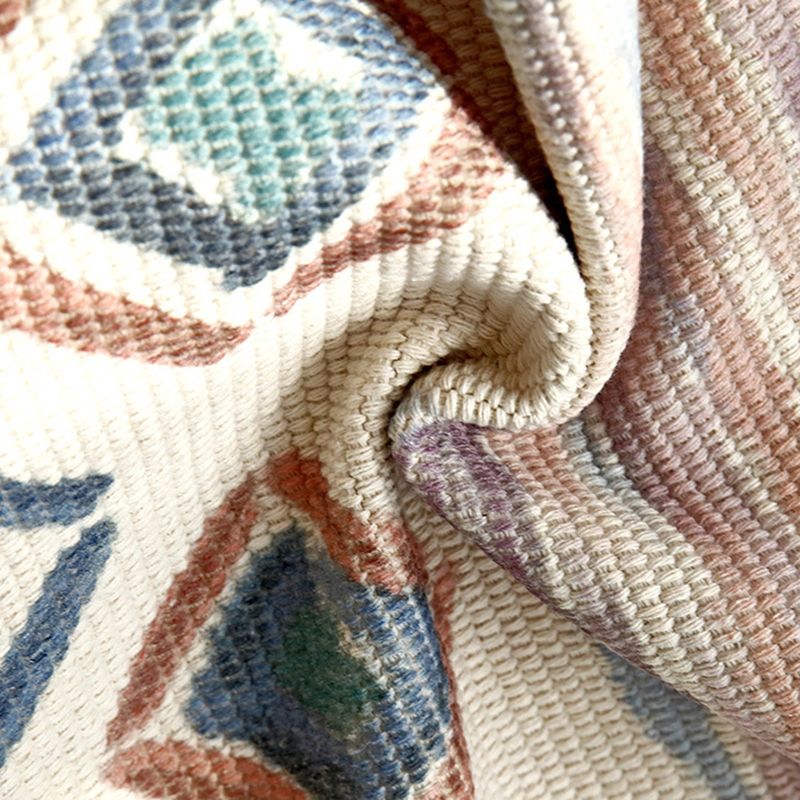 Victorian Boho-Chic Rug with Fringe Multi-Color Cotton Blend Carpet Easy Care Rug for Living Room