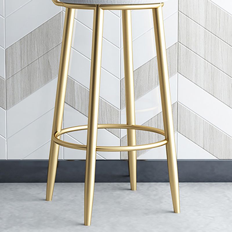 Glam Metal Bar and Counter Stool Low Back Stool with 4 Legs in Gold