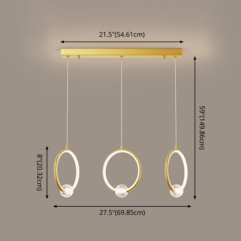Ring-Shaped Hanging Pendant Light Modern Metal LED Indoor Suspended Lighting Fixture
