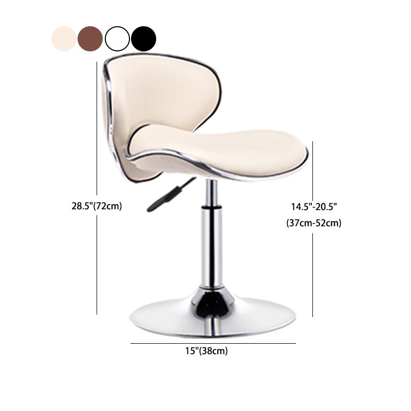 Scandinavian Metal Barstool Adjustable Low Back PU Leather Barstools in Matte Finish