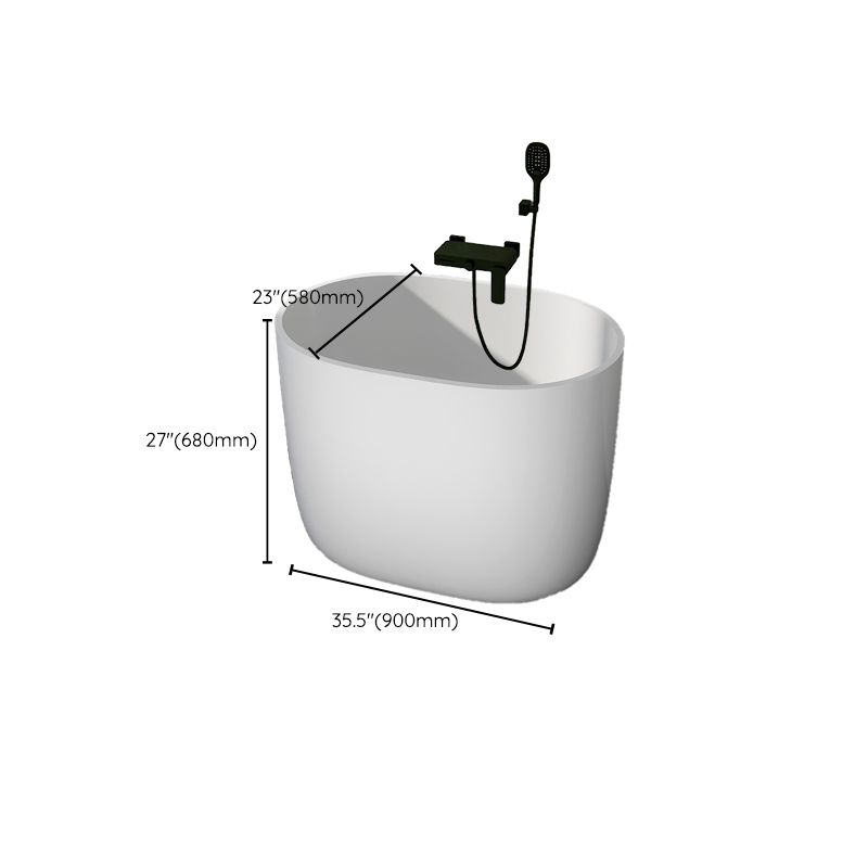 Modern Acrylic Ellipse White Bathtub Back to Wall with Drain Bath Tub