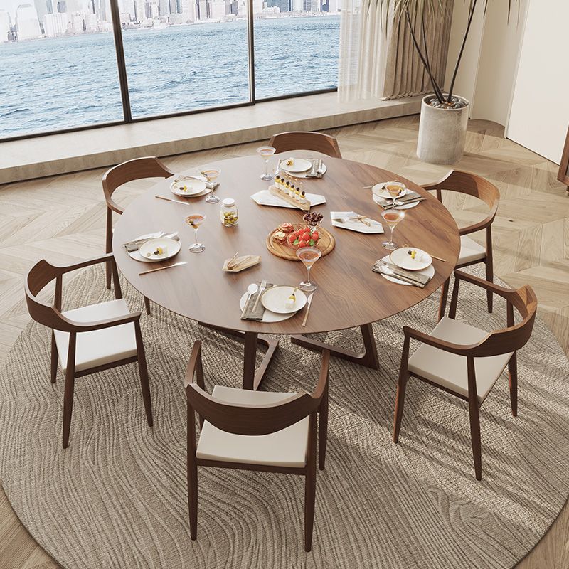 Modern 1/5/7 Pieces Dining Set Round Pine Wood Dining Table for Dining Room