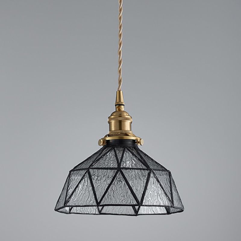 Vintage Glass Pendant Light 1-Light Geometric Ceiling Light Fixture for Hallway
