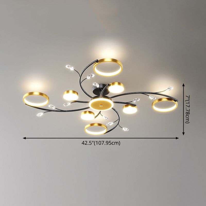 Black Sputnik Flush Mount Ceiling Light Modern Aluminum Flush Light for Living Room