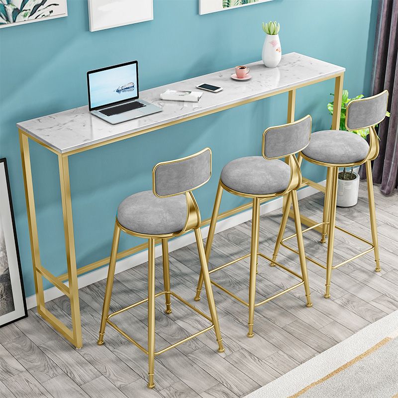 Glam Bar Height Table White Faux Marble Top Bistro Pub Table for Patio Use