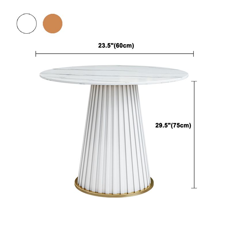 Glam Sintered Stone Dining Table Round Dinner Room Kitchen Table with Pedestal Base