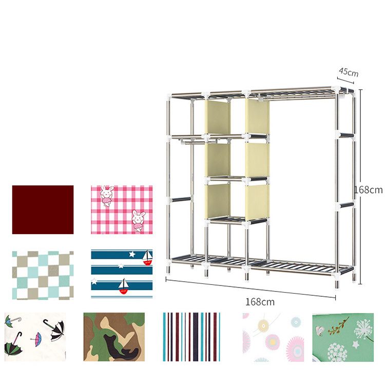 Contemporary Style Metal Wardrobe 3-door Wardrobe Closet for Home