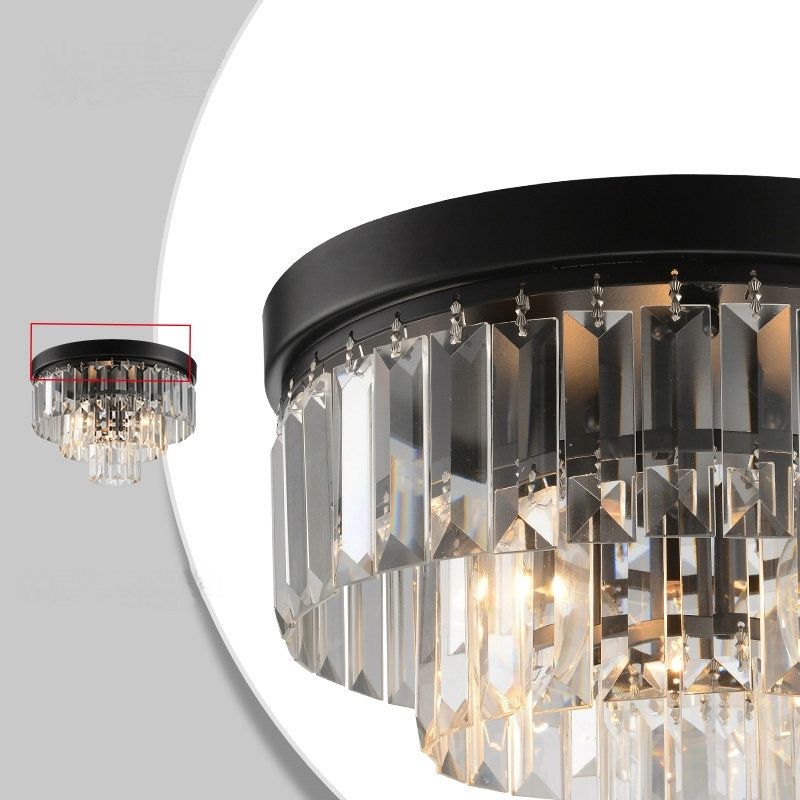Ronde Flush Mount Licht Modern Minimalist 3-Tier Prismatic Crystal Slaapkamer Plafond Flush Mount
