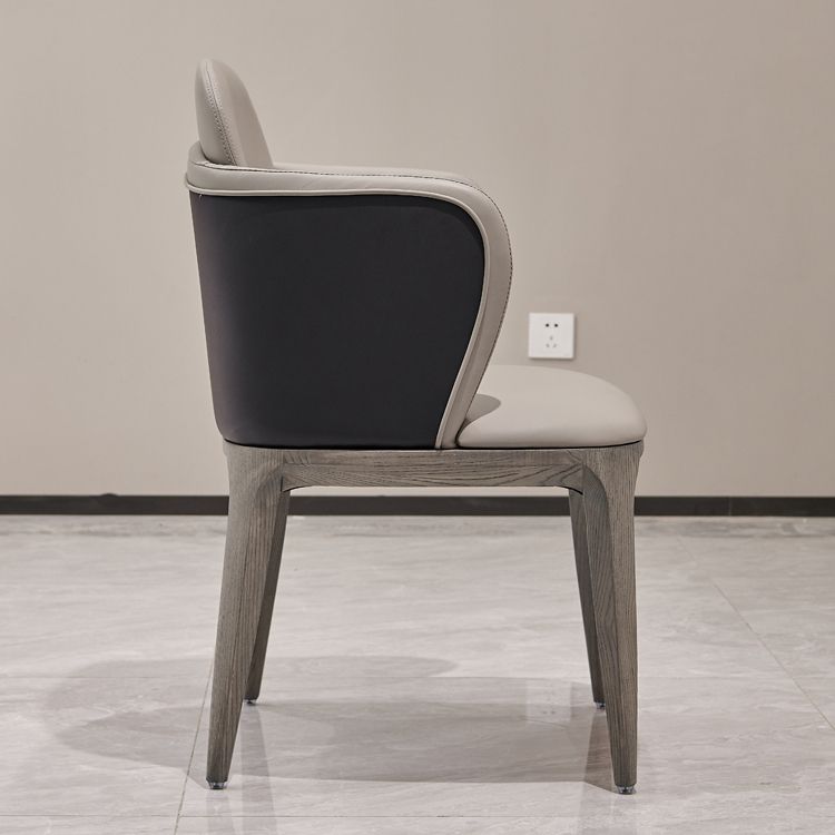 Faux Leather and Solid Wood Modern Dining Accent Chair for Home
