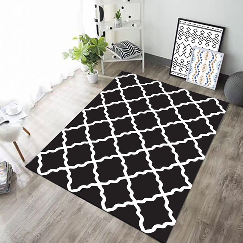 Simple Living Room Rug Multi Color Geometric Print Indoor Rug Non-Slip Backing Pet Friendly Area Carpet