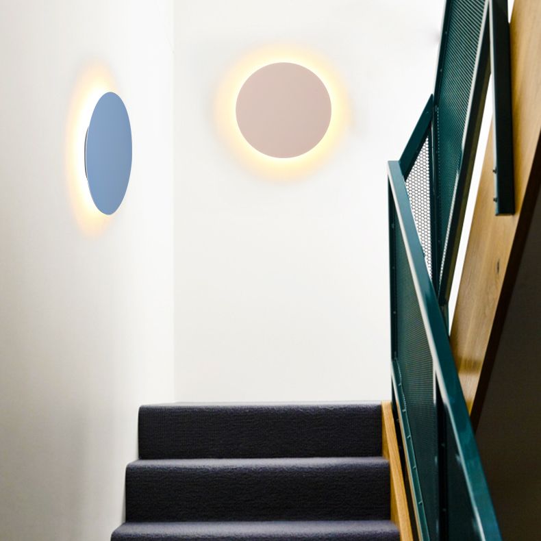 Metal Disc Wall Mount Lighting Modern Style LED Wall Sconce Lighting for Kids Bedroom
