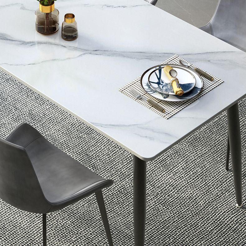 Industrial Style Sintered Stone Scratch Resistant Dining Table 4 Legs Base Table for Home