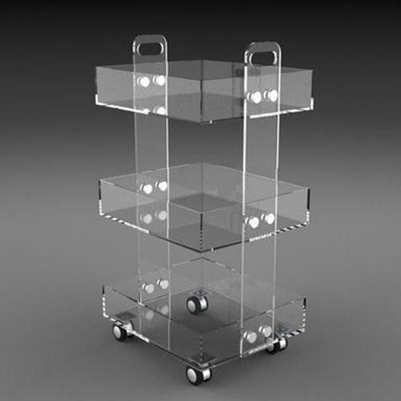 Ultra-Modern Plastic Rectangular End Table Double Tier Corner Table with Storage