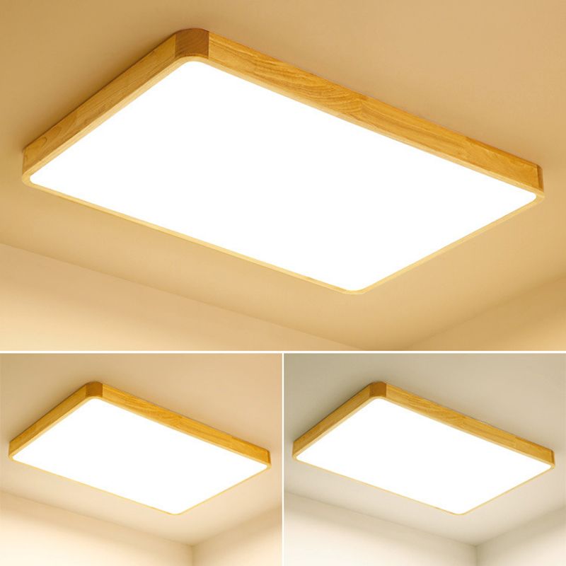 Moderno LED de montaje de luz de montaje de color beige Iluminación de montaje de color beige con sombra de madera