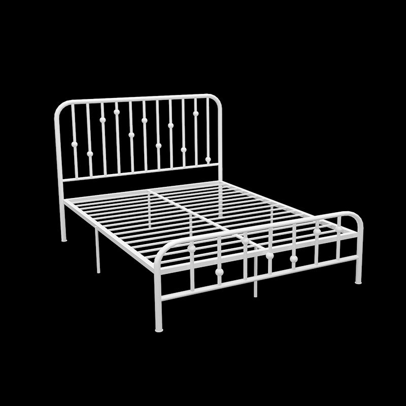 Glam Slat Bed Rectangular Spindle Headboard with Metal Legs Bed