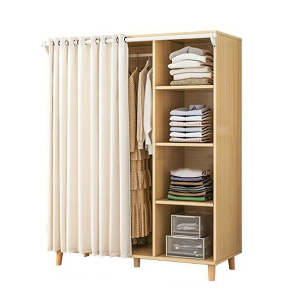 Bedroom Storage Cabinet with Clothes Rail Modern Cabinet with Wooden Legs