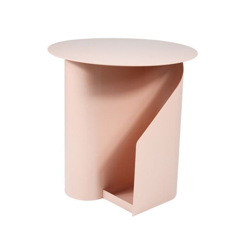 18.5" Tall Modern Mental Abstract Side Table Round Top End Table with Storage