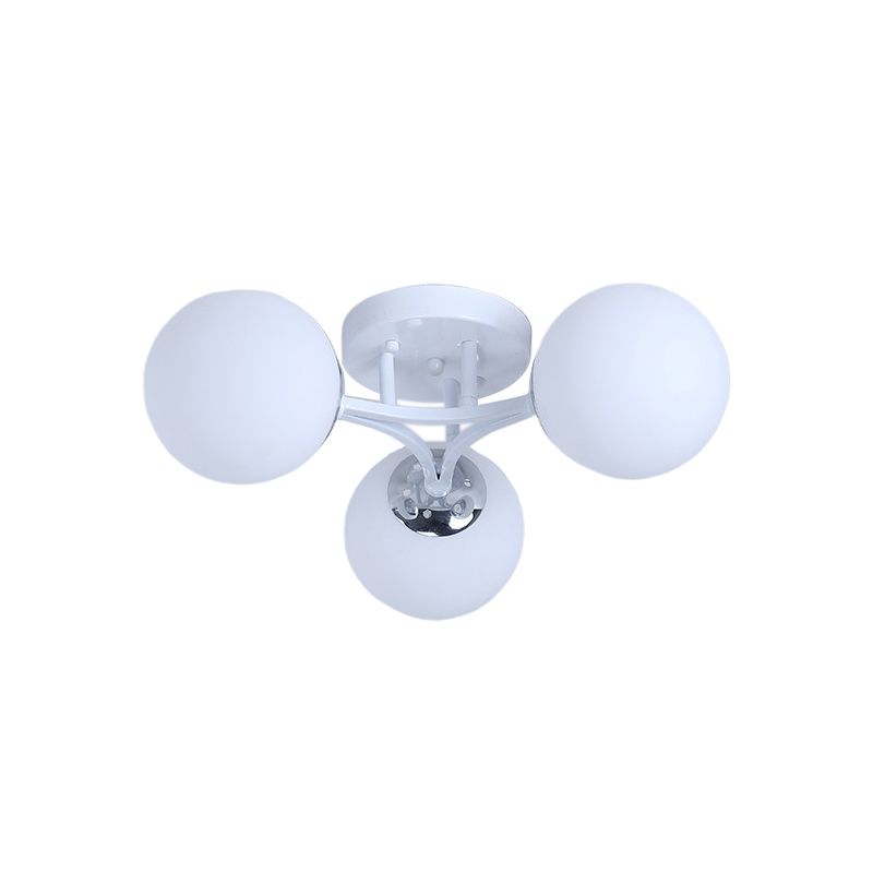 Lámpara de montaje semiempotrado con pantalla de cristal, globo blanco/negro, Metal nórdico, 3/5/9 luces, montaje empotrado de techo para sala de estar