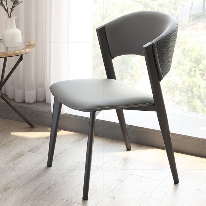 Dining Room Upholstered Chair Home Open Back Faux Leather Dining Chair