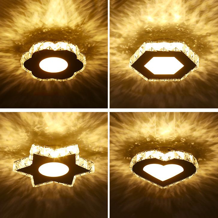 Silver Shaded Semi Flush Mount Lighting Modern LED Crystal Ceiling Light Fixture