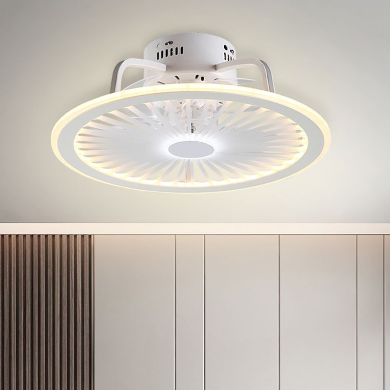 Ultradunne kinderen slaapkamer plafondventilator lamp acryl minimalistisch led semi -flush licht in wit