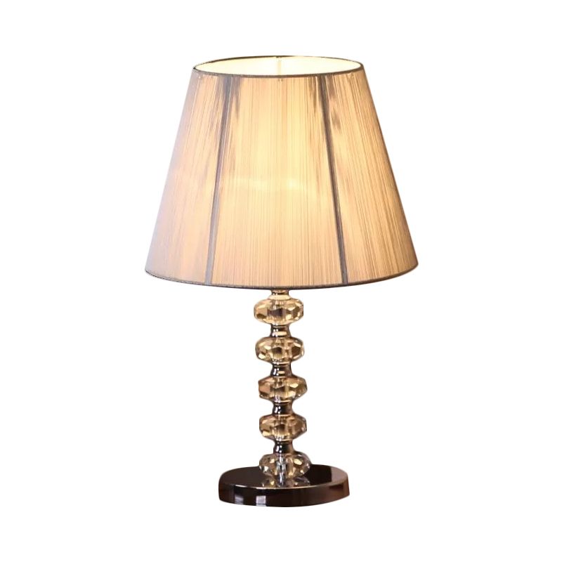 Lampada notturna di cristallo sfaccettato classico 1 scrivania camera da letto in lampadina in cromo con tonalità in tessuto conico