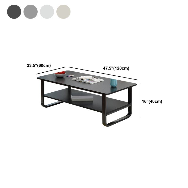 Modern Style Rectangular Wooden Table Sledge-shaped Base Coffee Table