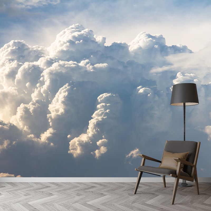 Sky Cloud Wall Mural Decal Moisture Resistant Home Decor in Light Color