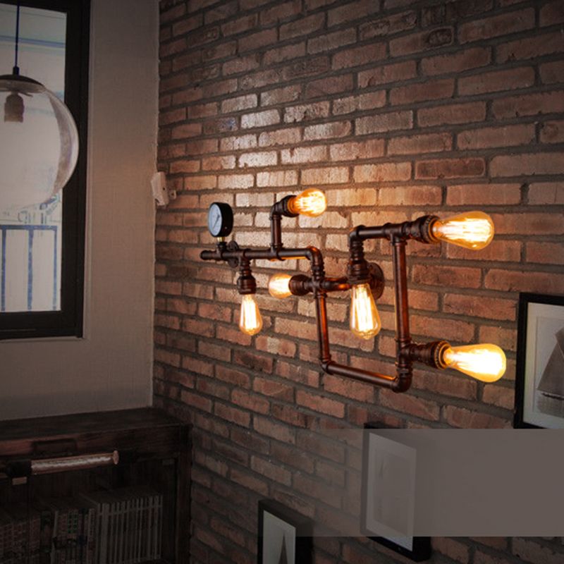 Industrial Wall Sconce Pipe Light Multi-Light Lamp Bar Restaurant Light