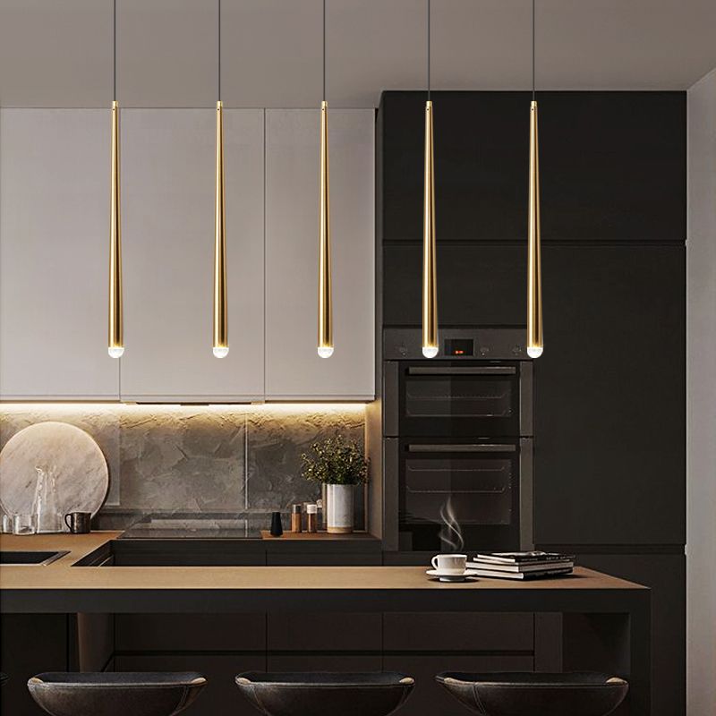 Modern Style Line Shade Hanging Light Metal Multi Light Pendant Lamp for Bedroom