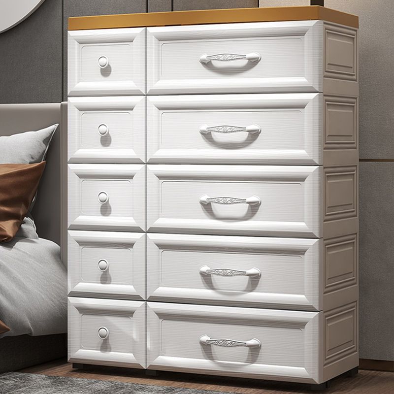 Modern Style Non-Hanging Armoire Plastic Home Cabinet with 10 Drawers