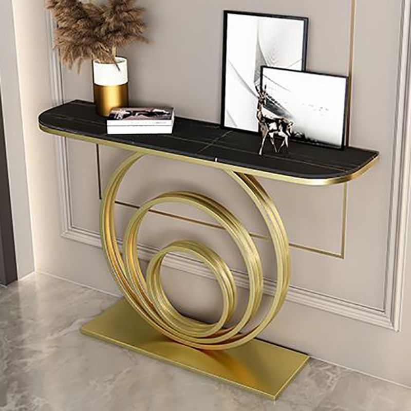 Modern Half Moon Accent Table Stone Console Sofa Table for Hall
